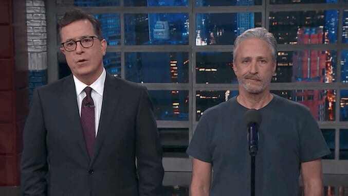 Watch Jon Stewart “Attempt” to Give “Equal Time” to “President” Trump on The Late Show