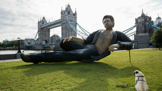 Giant, Shirtless Jeff Goldblum Statue Unveiled in London, Is More Warmly Received Than Trump