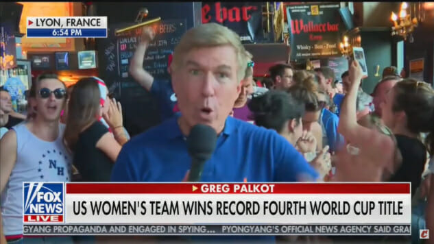 Watch This Fox News Correspondent Get Interrupted by Crowd Chanting “F*ck Trump” in a French Bar