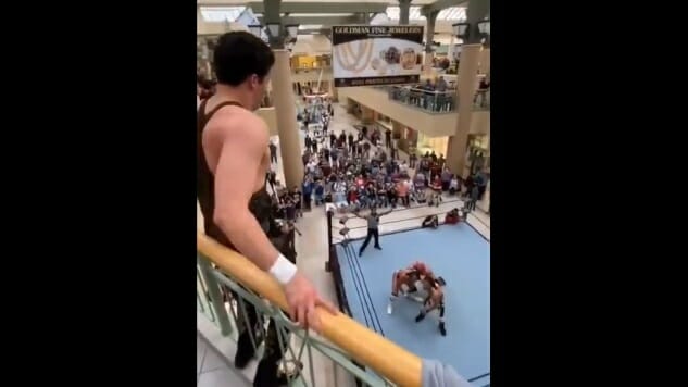 This Guy Dove Off a Shopping Mall Balcony in the Name of Pro Wrestling
