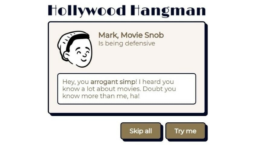 Test Your Movie Trivia Skills With this Excellent “Hollywood Hangman” Game