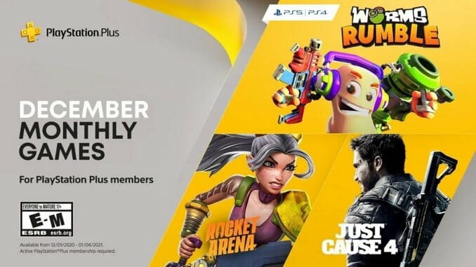 Worms Rumble, Just Cause 4, and Rocket Arena Coming to PlayStation Plus in December