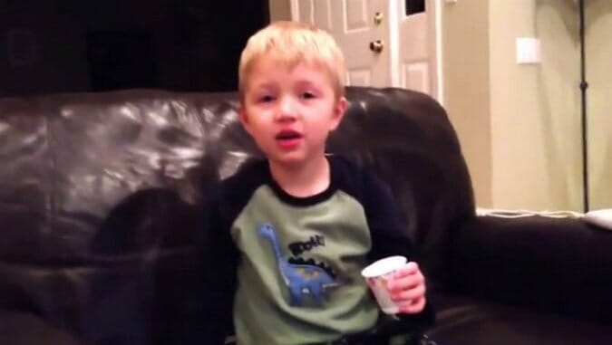 Watch a Kid Holding a Dixie Cup Recite All the Bad Words He Knows