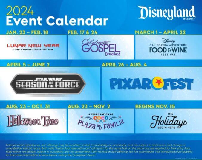 Disneyland 2024 seasonal events