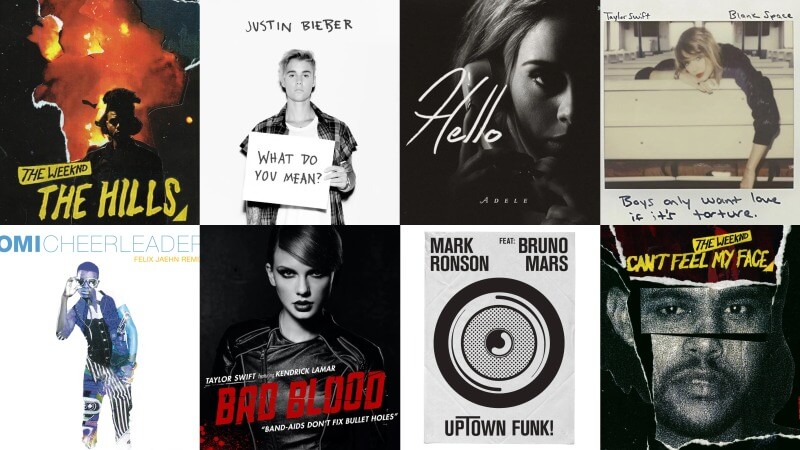 The nine songs that were #1 hits in 2015 have aged considerably well, ruling the radio, YouTube, and streaming services in the decade since.